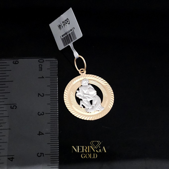 White rose gold zodiac sign pendant #61535