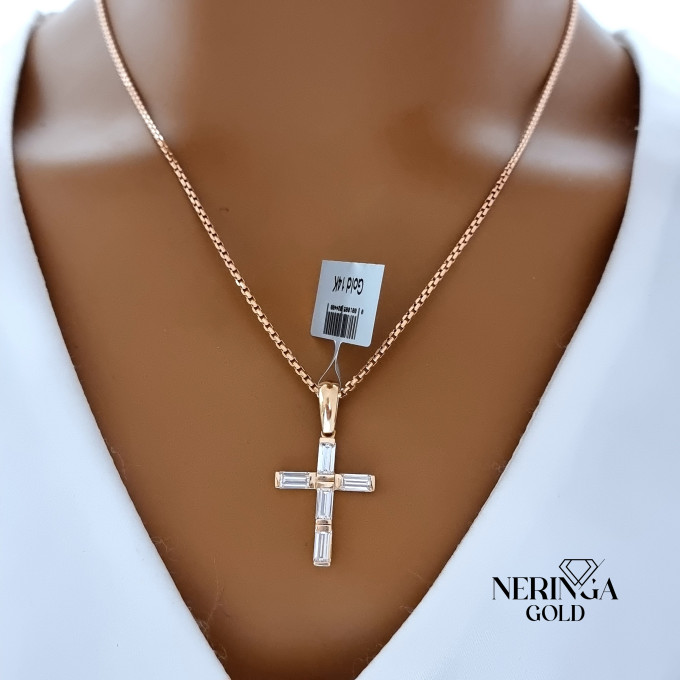 Rose gold cross pendant #64373