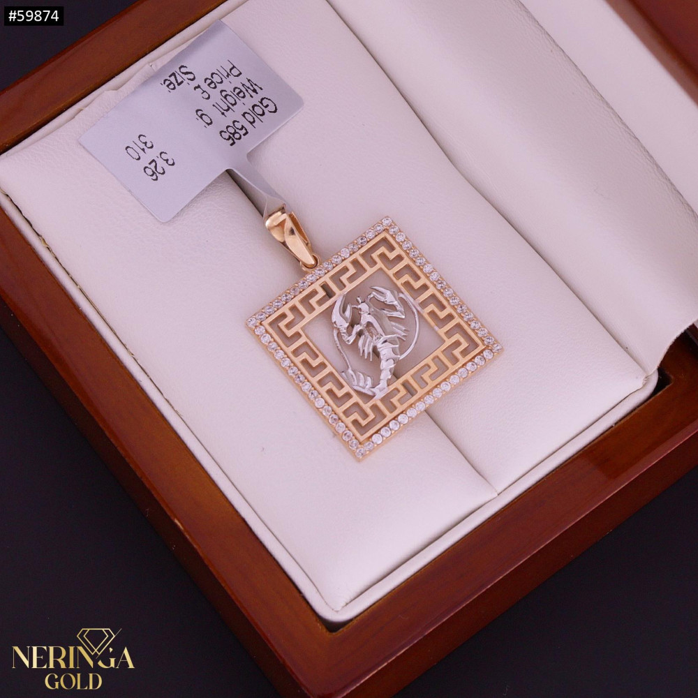 Rose gold zodiac sign pendant #59874