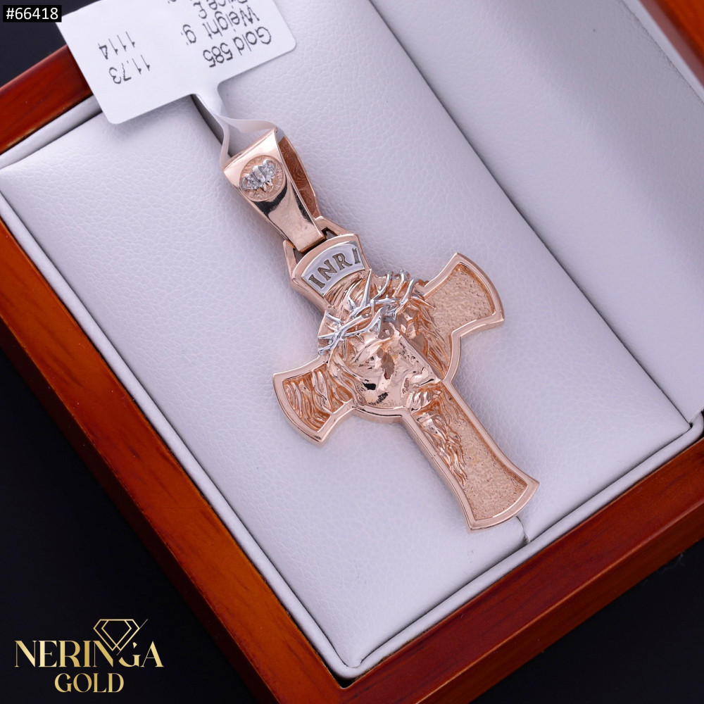 White rose gold cross pendant #66418
