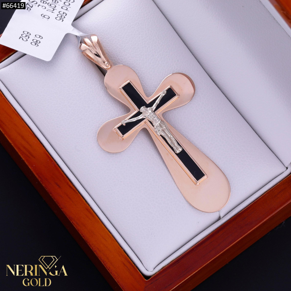 White rose gold cross pendant #66419