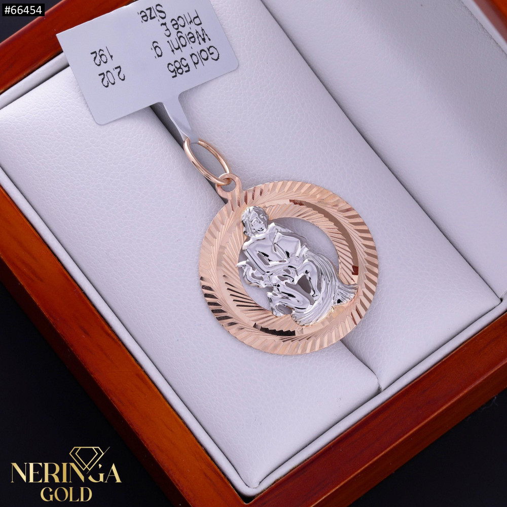 White rose gold zodiac sign pendant #66454