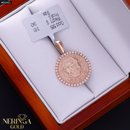 Rose gold zodiac sign pendant #66461