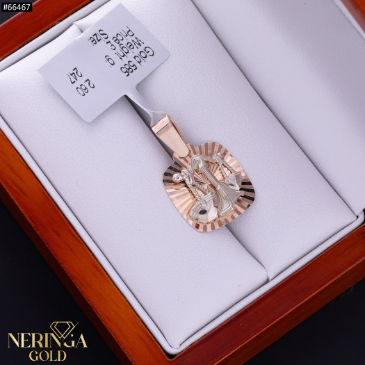 White rose gold zodiac sign pendant #66467