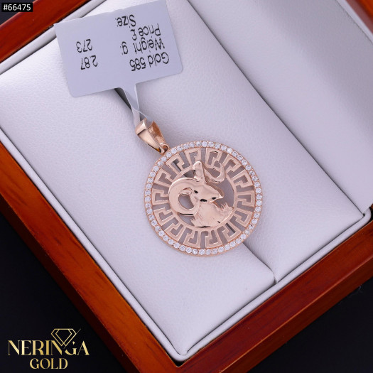White rose gold zodiac sign pendant #66475