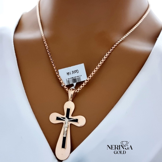 White rose gold cross pendant #66419