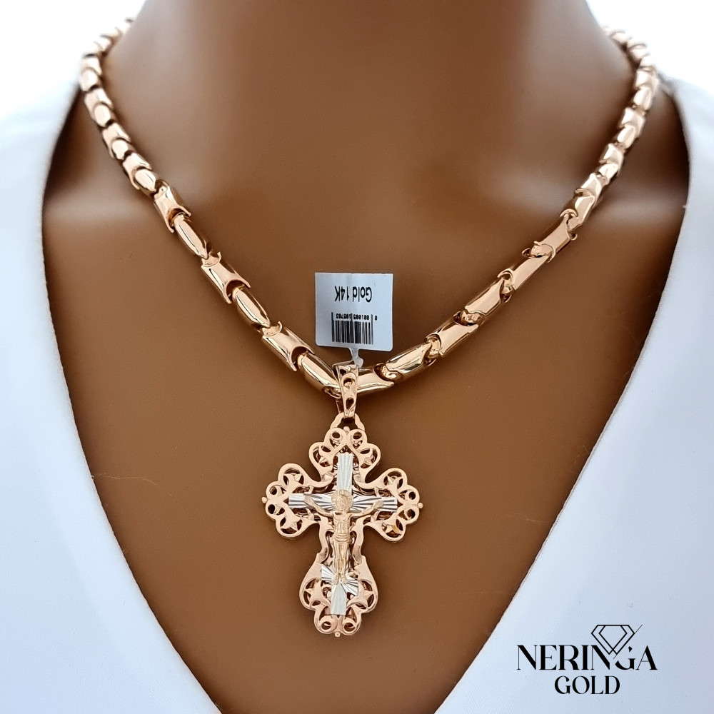 White rose gold cross pendant #66420
