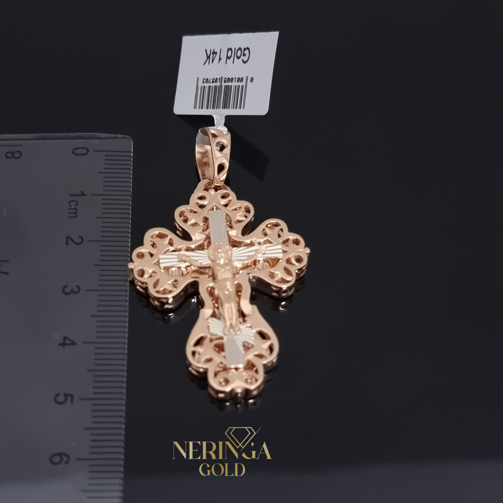 White rose gold cross pendant #66420