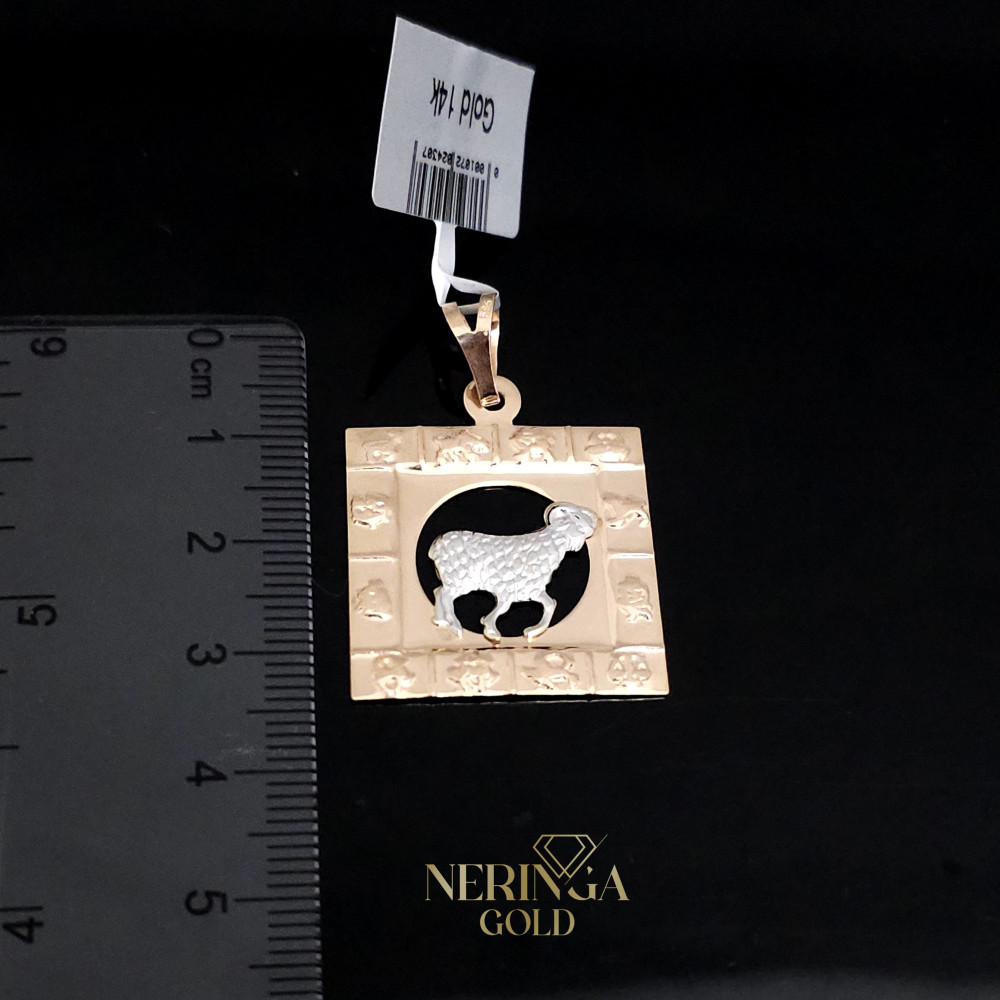 White rose gold zodiac sign pendant #66451