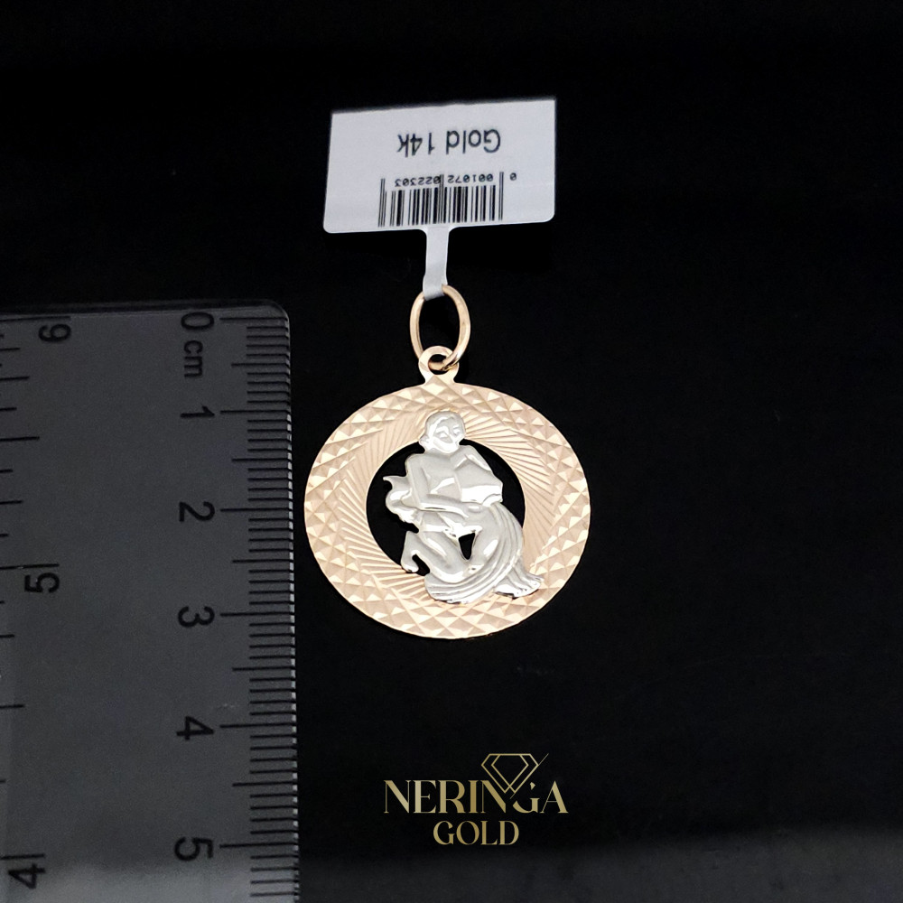 White rose gold zodiac sign pendant #66453