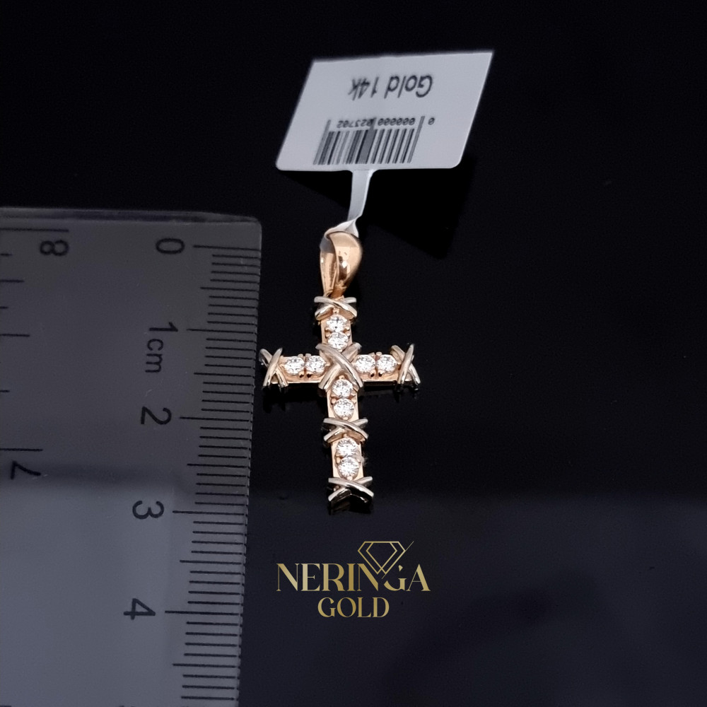 White rose gold cross pendant #67205