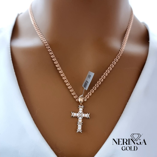 White rose gold cross pendant #67205