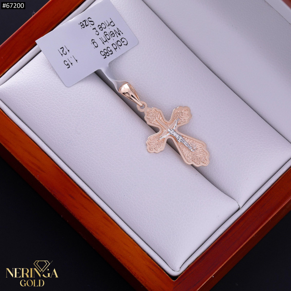 White rose gold cross pendant #67200