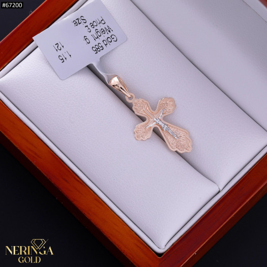 White rose gold cross pendant #67200