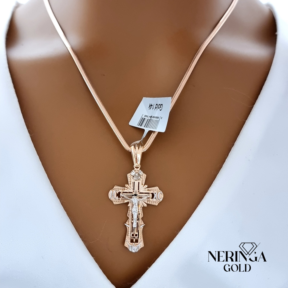 White rose gold cross pendant #67586