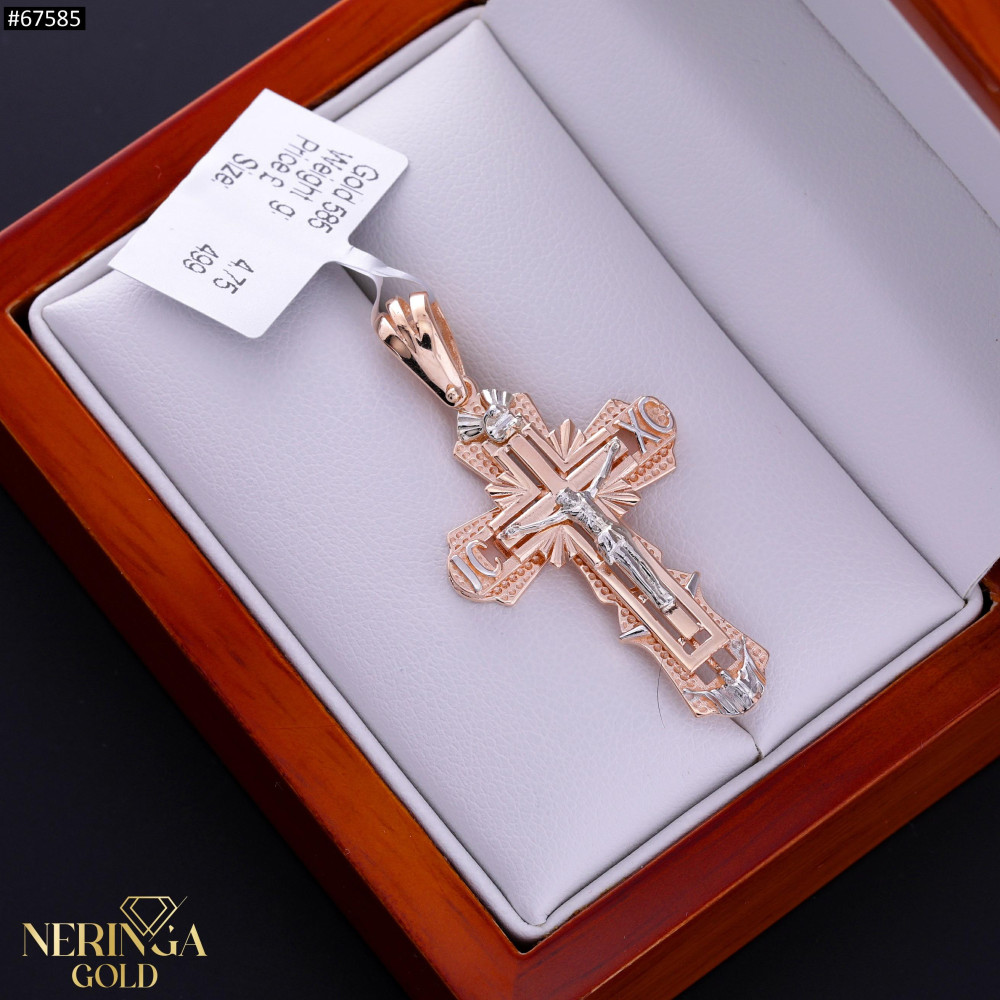 White rose gold cross pendant #67585