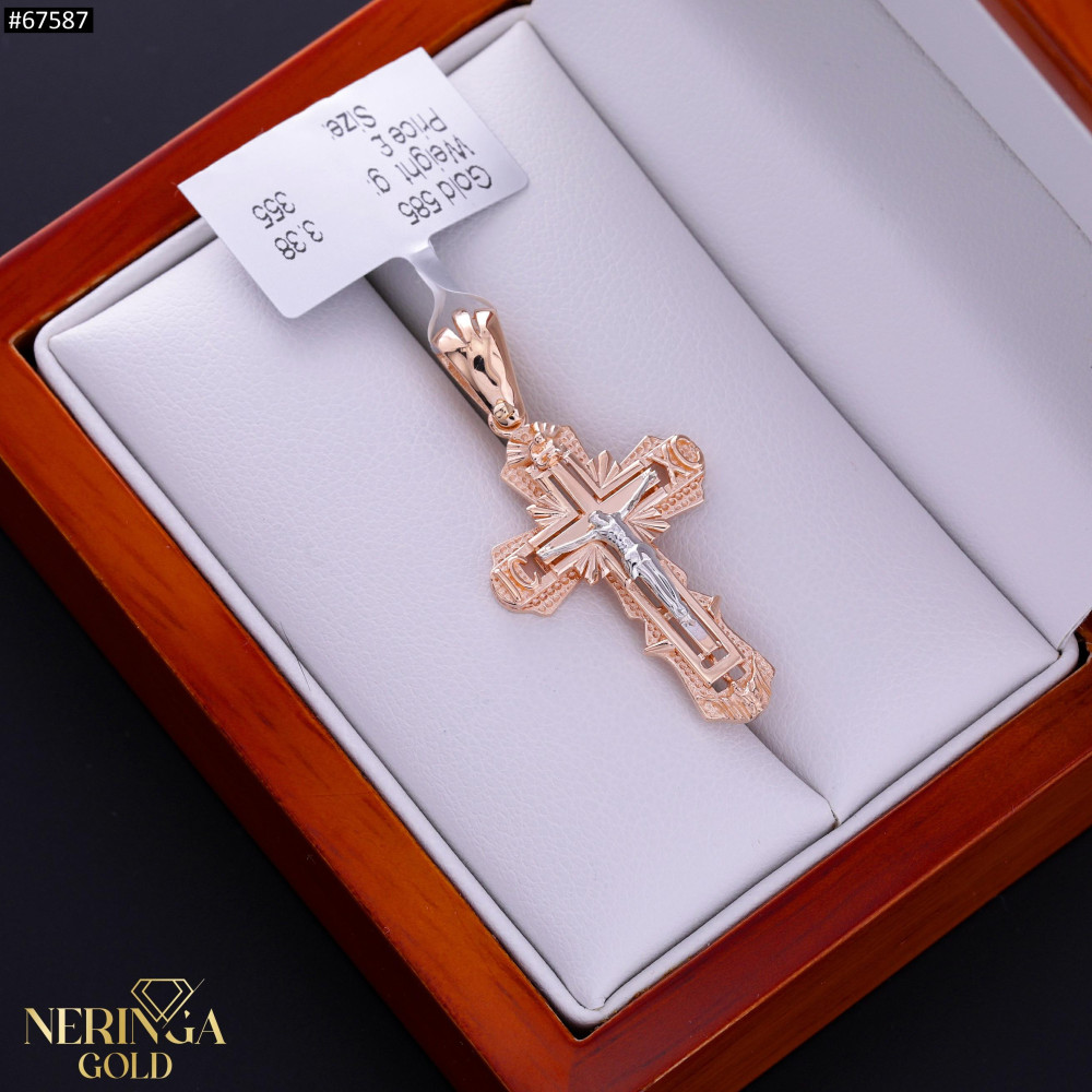 White rose gold cross pendant #67587
