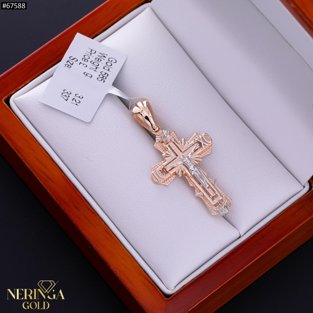 White rose gold cross pendant #67588