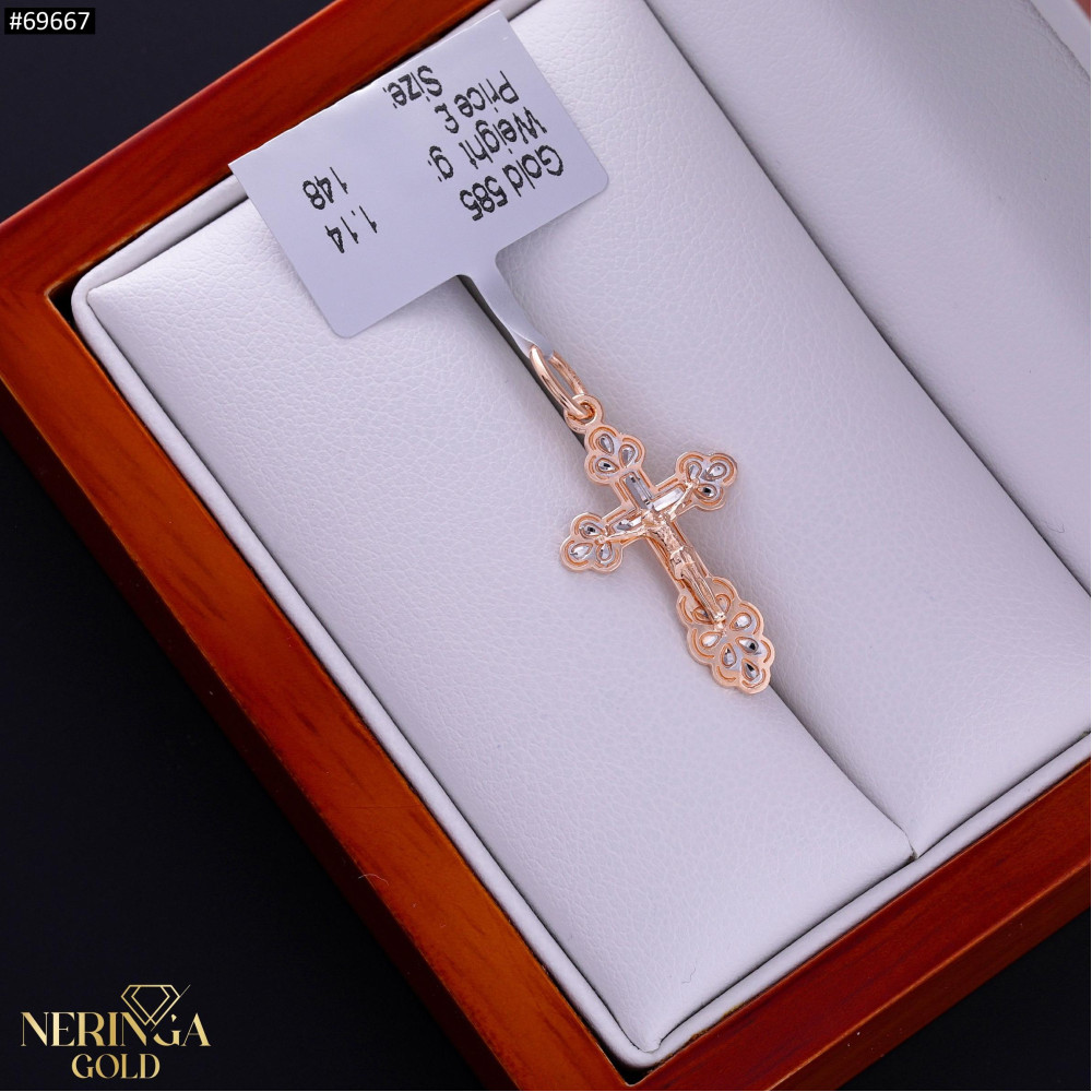 Rose gold cross pendant #69667