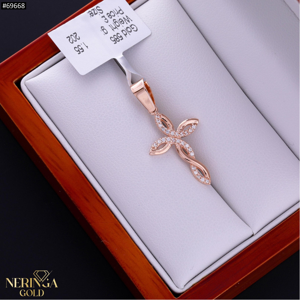 Rose gold cross pendant #69668