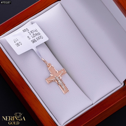 White rose gold cross pendant #70187