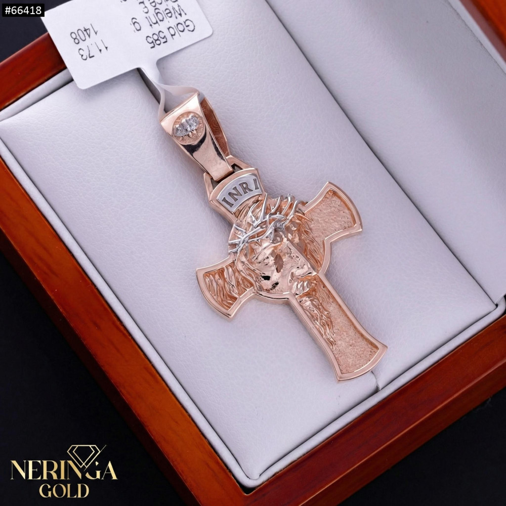 White rose gold cross pendant #66418