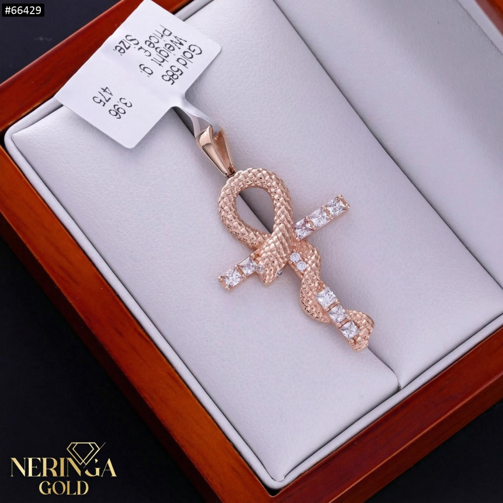 Rose gold cross pendant #66429