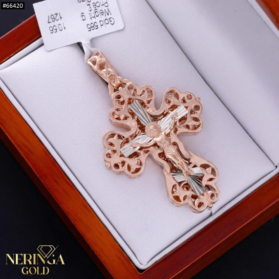 White rose gold cross pendant #66420