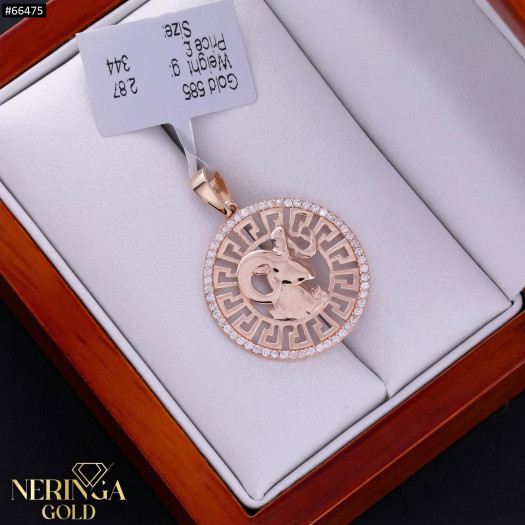 White rose gold zodiac sign pendant #66475