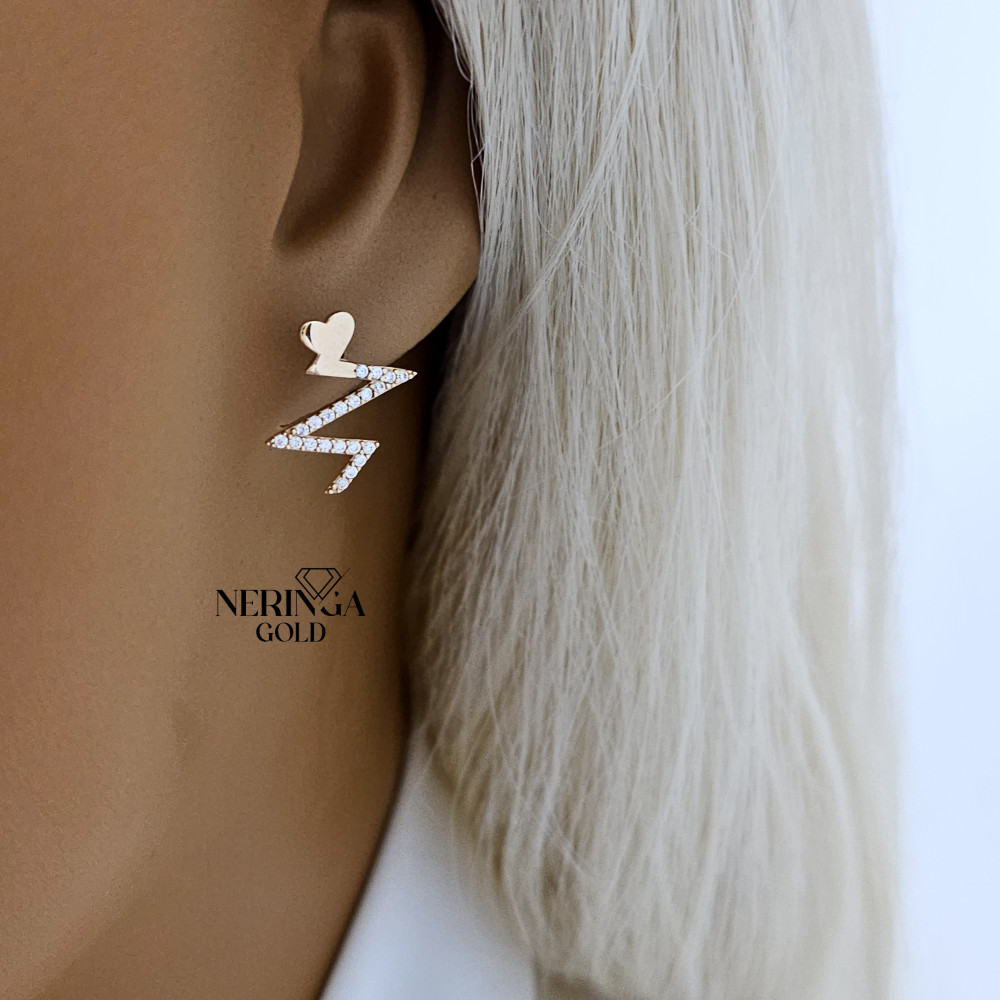 Rose gold stud earrings #66325