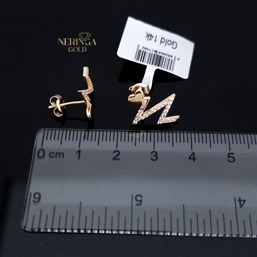 Rose gold stud earrings #66325