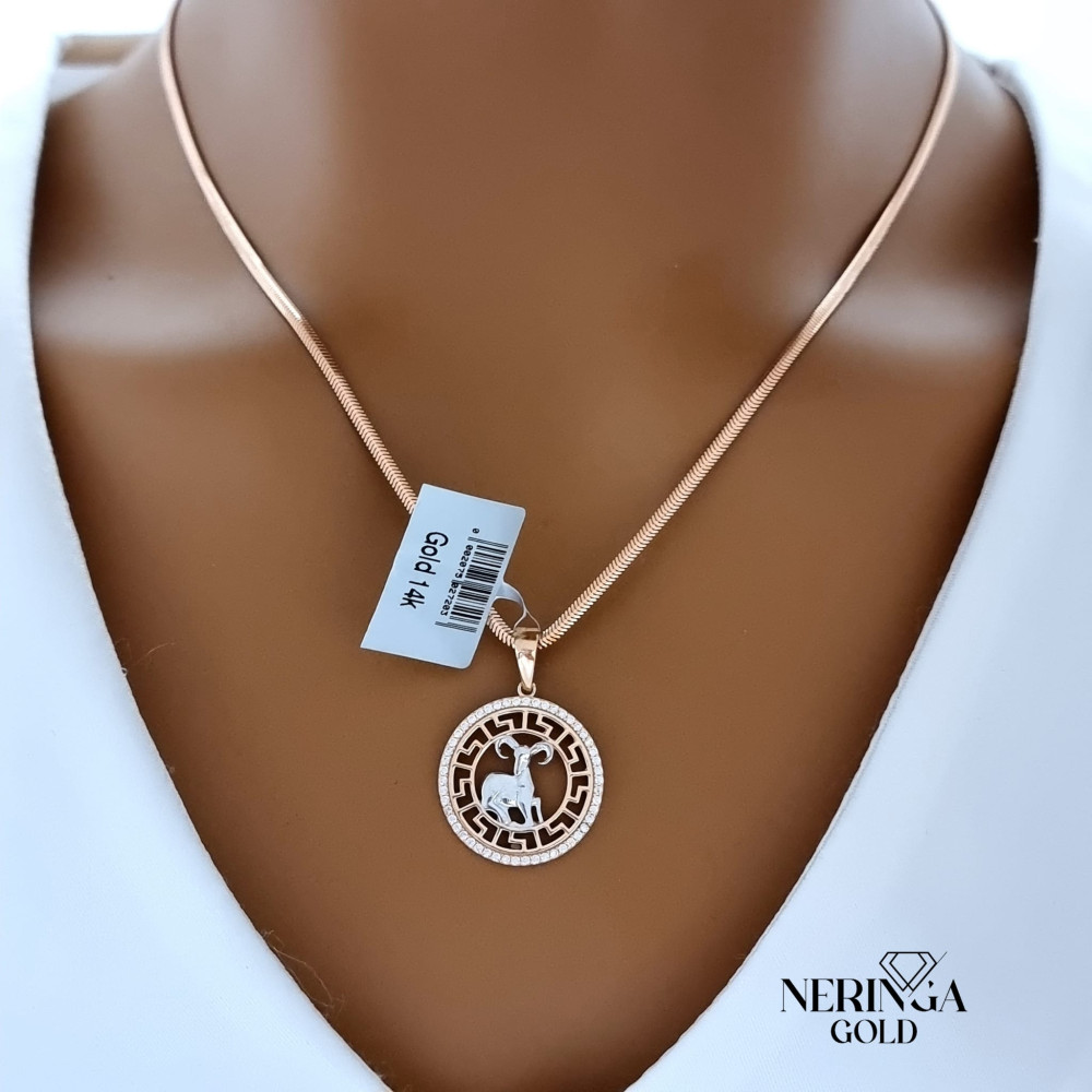 White rose gold zodiac sign pendant #66471