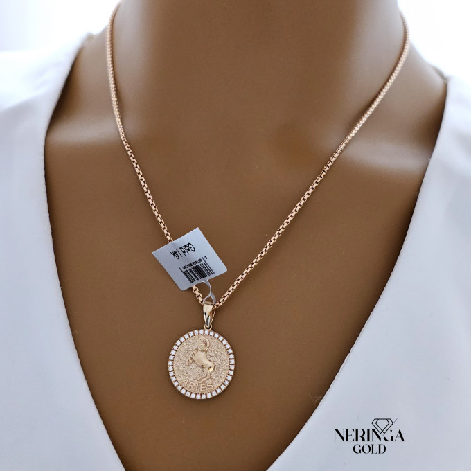 Rose gold zodiac sign pendant #61572