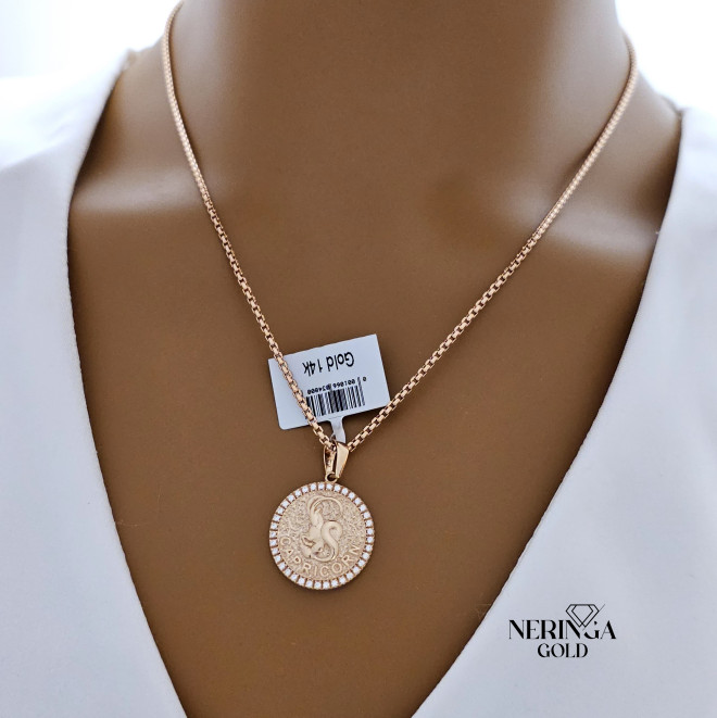 Rose gold zodiac sign pendant #66459