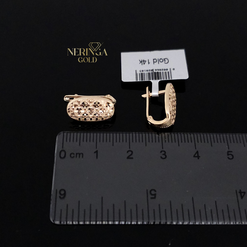 Rose gold english lock earrings #65927