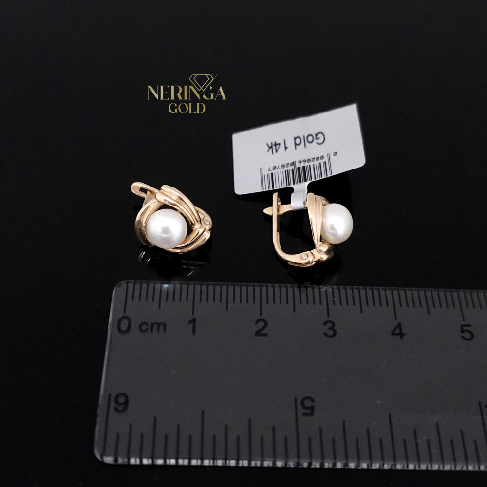 Rose gold english lock earrings #69028