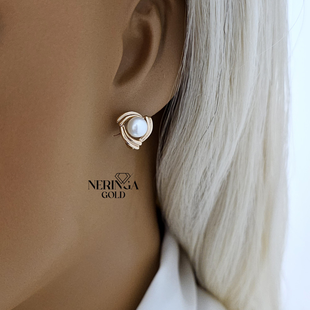 Rose gold english lock earrings #69028