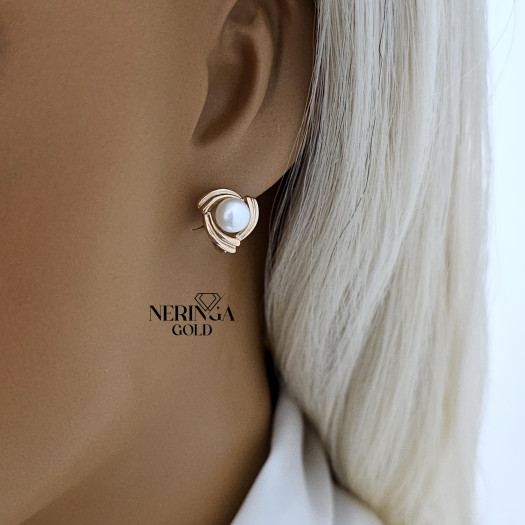 Rose gold english lock earrings #69028