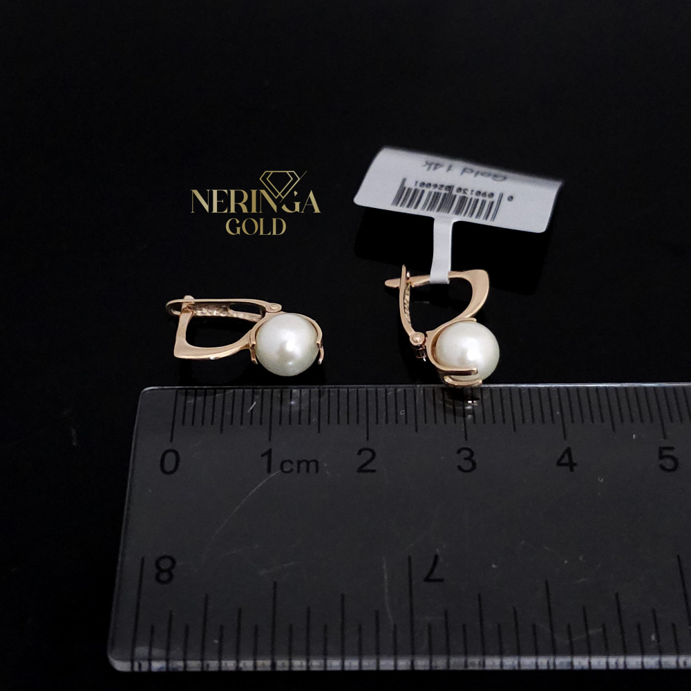Rose gold english lock earrings #69032