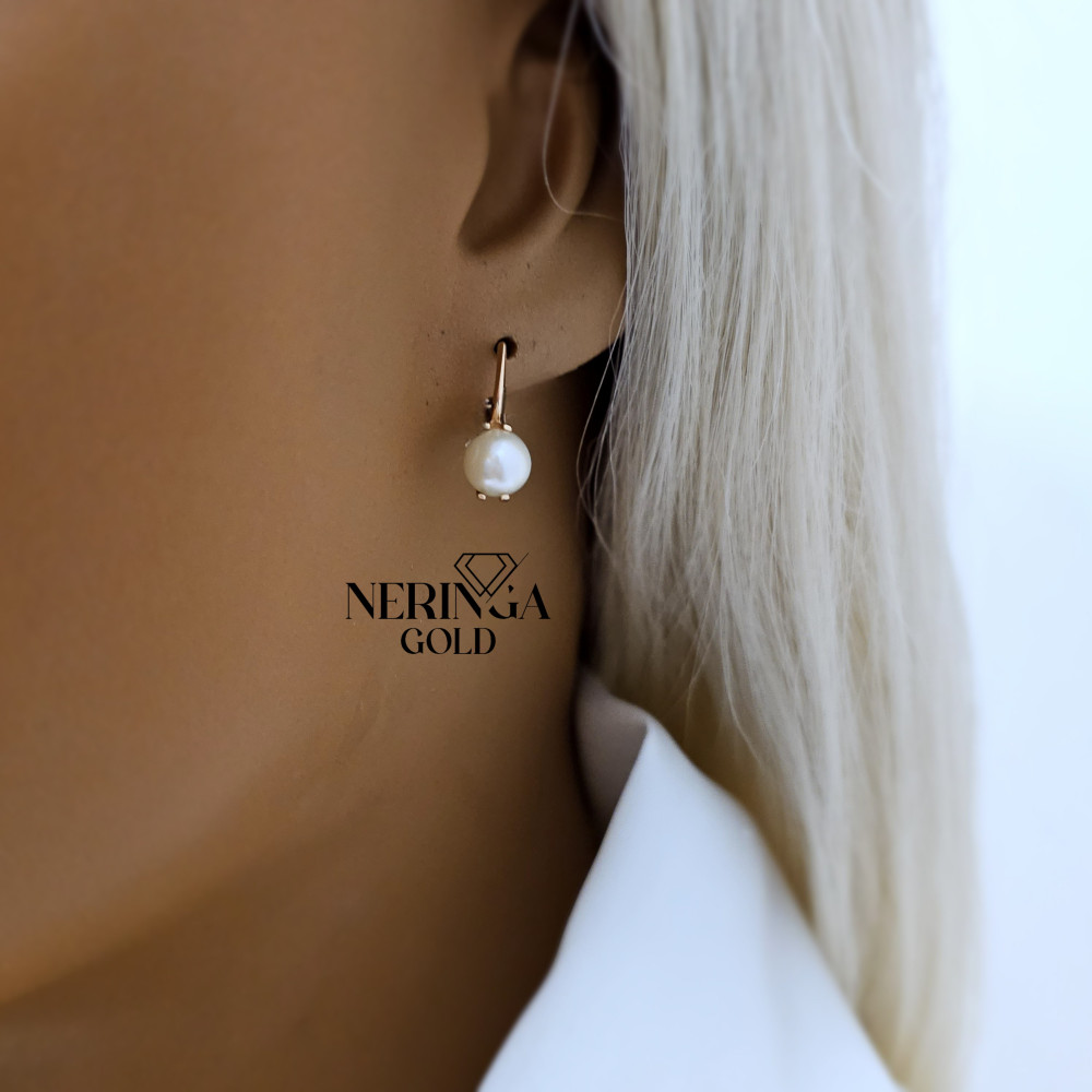 Rose gold english lock earrings #69032