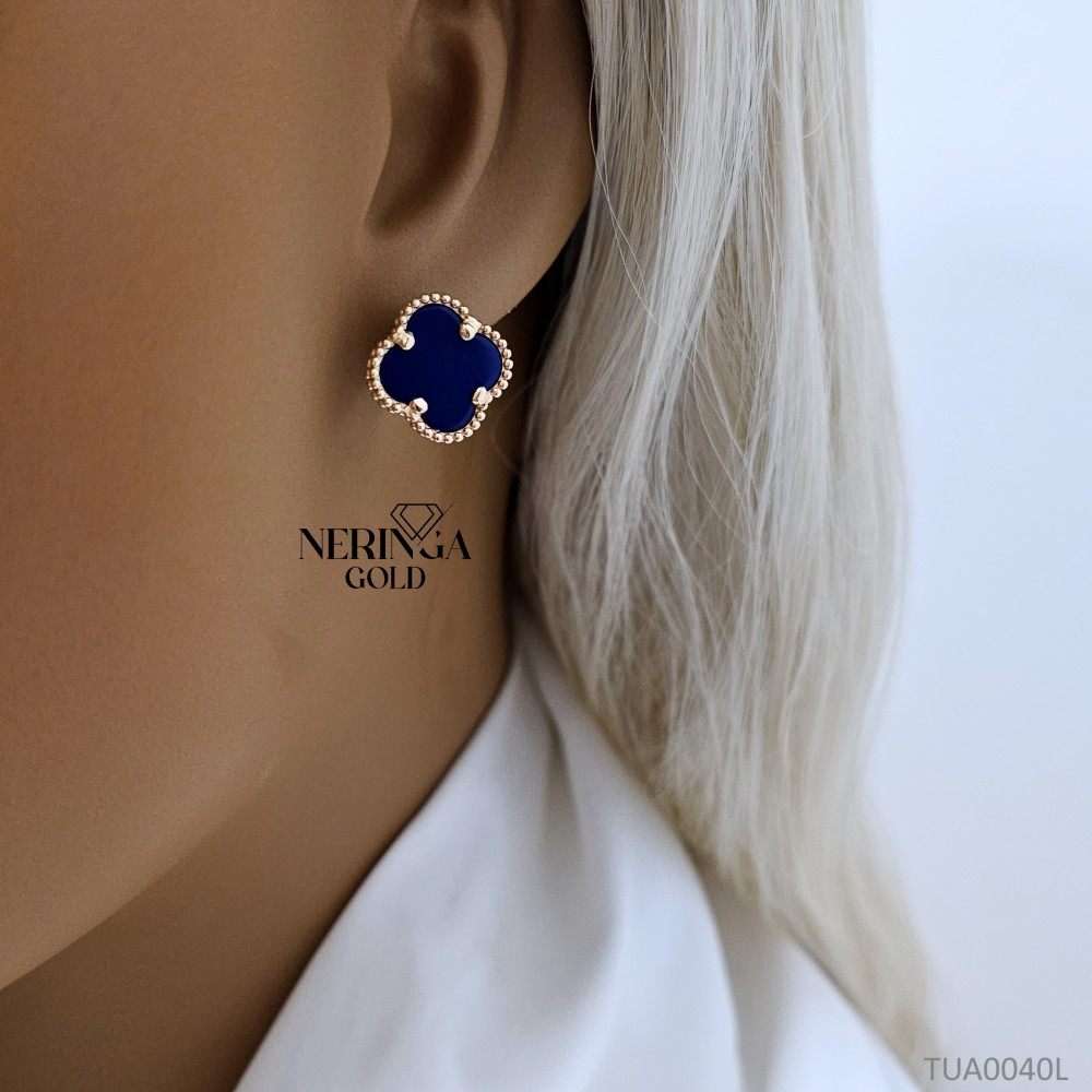 Rose gold english lock earrings #65993