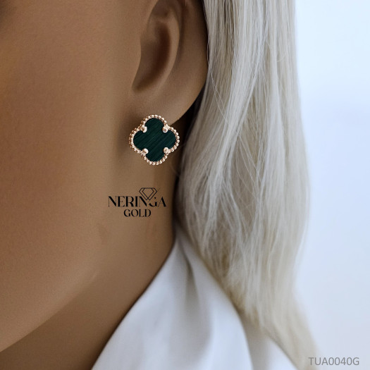 Rose gold english lock earrings #68072