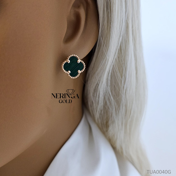 Rose gold english lock earrings #63913