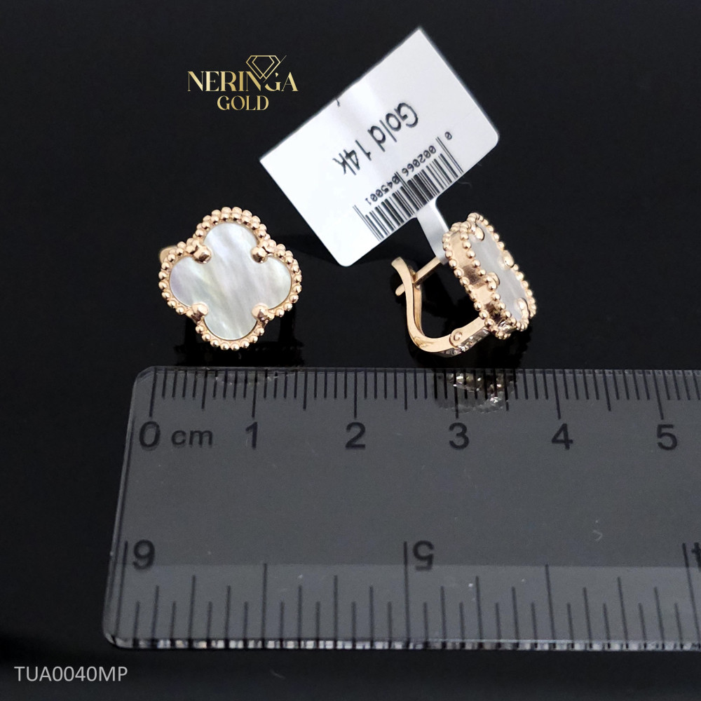 Rose gold english lock earrings #67216
