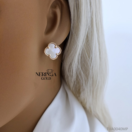 Rose gold english lock earrings #67216