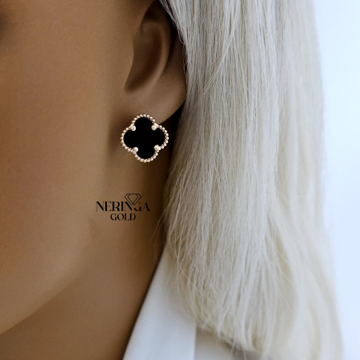 Rose gold english lock earrings #67755
