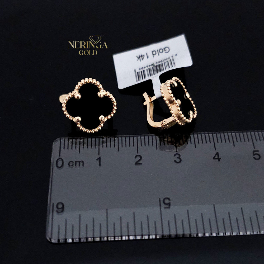 Rose gold english lock earrings #67751