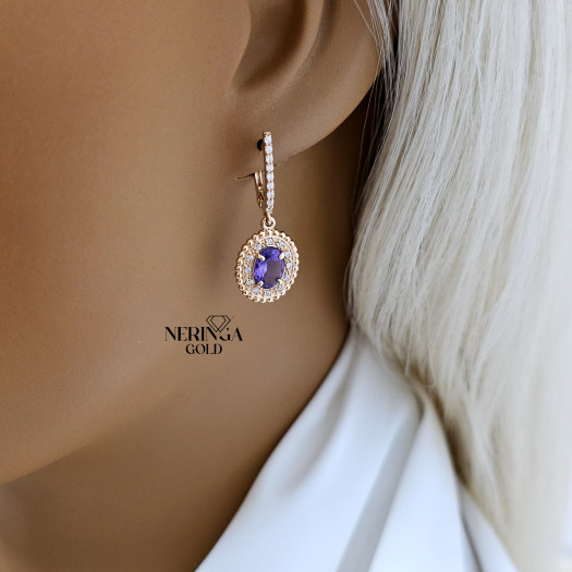 Rose gold english lock earrings #65810