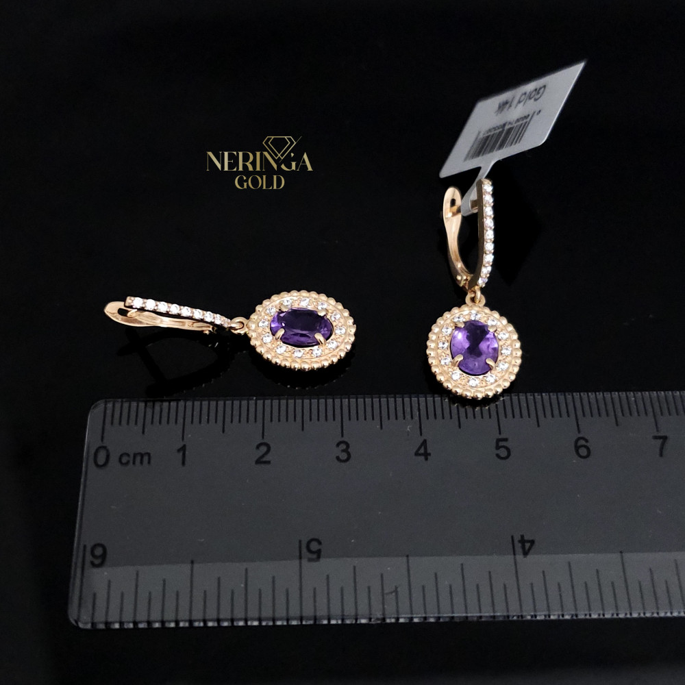 Rose gold english lock earrings #65810