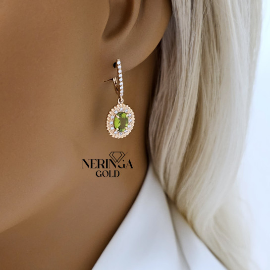 Rose gold english lock earrings #65966